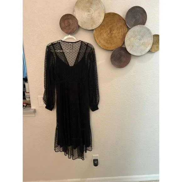 CAbi Theater Dress black polka dot mesh lace overlay, style number 407 size M - Picture 4 of 6